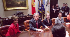 President George W. Bush and Laura Bush with Suraya Sadeed